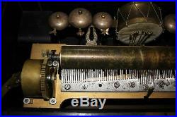 Antique 19th Century 15 CYLINDER SWISS MUSIC BOX With 6 BELLS & DRUM 27 INCH BOX