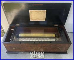 Antique 19th Century 8 Song LARGE Cylinder Music Box Works and Has ALL Teeth
