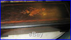 Antique 19th Century Cylinder Music Box Inlaid Walnut Wood Case Plays 15 Songs