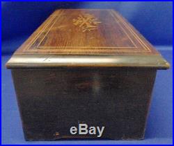Antique 19th Century Lever Wind Wood Swiss Music Box with Inlayed Marketry