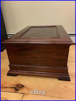 Antique 19th Century Stella Music Box With Key Mahogany Carved Mermod Freres