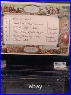 Antique 19th Century Swiss Cylinder Music Box Works, Six Aires