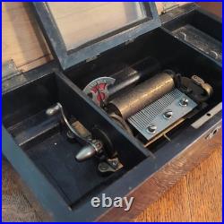 Antique 19th Century Swiss Cylinder Music Box Works, Six Songs-Hear It Play