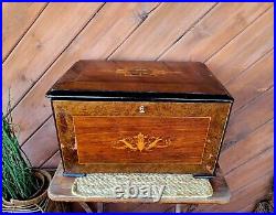 Antique 19th Century Swiss Cylinder Music Box with 5 Butterfly Hammers & Bells