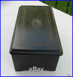 Antique 19th Century Victorian Swiss Cylinder Wood Music Box 6 Songs