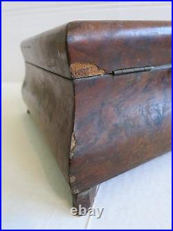 Antique 19th(second half) walnut veneer Inlaid 34cm /13.6 JEWELRY BOX 4 legs