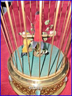 Antique 2 Bird W. Germany Mechanical Birdcage Music Box, Automatron Moving Bird Antique 2 Bird W. Germany Mechanical Birdcage Music Box, Automatron Moving Bird