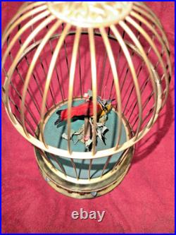 Antique 2 Bird W. Germany Mechanical Birdcage Music Box, Automatron Moving Bird Antique 2 Bird W. Germany Mechanical Birdcage Music Box, Automatron Moving Bird