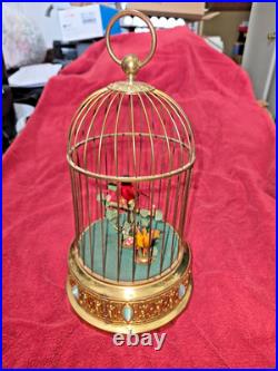 Antique 2 Bird W. Germany Mechanical Birdcage Music Box, Automatron Moving Bird Antique 2 Bird W. Germany Mechanical Birdcage Music Box, Automatron Moving Bird