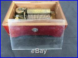 Antique 3 Airs Swiss Jules Cuendet Music Box with (2) Keys & Glass Cover (Works)