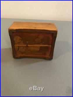 Antique 3 Tune Wood Box French Victorian Music Box Hand Wind