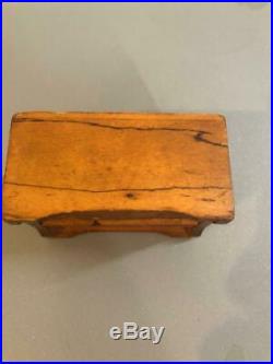 Antique 3 Tune Wood Box French Victorian Music Box Hand Wind