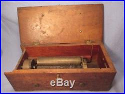 Antique 80 Note Cylinder Music Box in Walnut Box As Is / ST 420