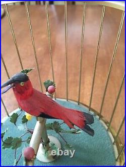 Antique Automation Germany Red Bird In Cage