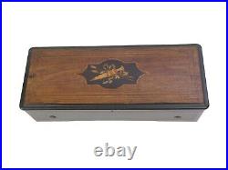 Antique B. A. Bremond Inlaid Swiss Cylinder Music Box 10 Songs, Works