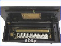 Antique B. A. Bremond Inlaid Swiss Cylinder Music Box 10 Songs, Works