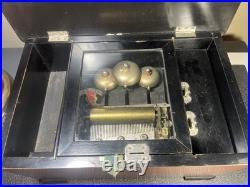 Antique Bells in Sight Cylinder Music Box 15x10x8