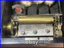 Antique Bells in Sight Cylinder Music Box 15x10x8