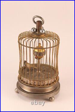 Antique Bird Cage Globe Clock With Animatronic Bird 4 Parts / Repair See Video