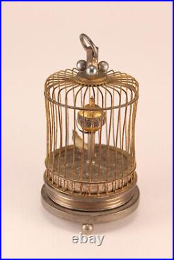 Antique Bird Cage Globe Clock With Animatronic Bird 4 Parts / Repair See Video