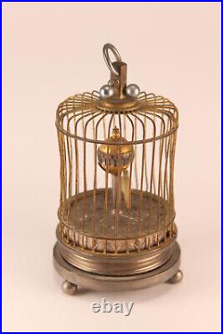 Antique Bird Cage Globe Clock With Animatronic Bird 4 Parts / Repair See Video