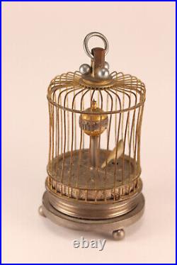 Antique Bird Cage Globe Clock With Animatronic Bird 4 Parts / Repair See Video