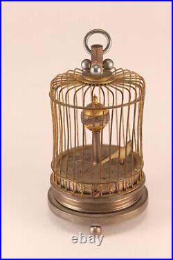 Antique Bird Cage Globe Clock With Animatronic Bird 4 Parts / Repair See Video