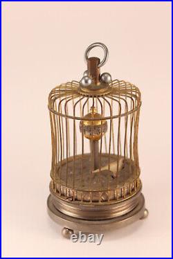 Antique Bird Cage Globe Clock With Animatronic Bird 4 Parts / Repair See Video