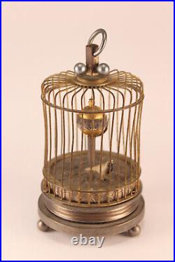 Antique Bird Cage Globe Clock With Animatronic Bird 4 Parts / Repair See Video