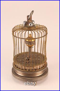 Antique Bird Cage Globe Clock With Animatronic Bird 4 Parts / Repair See Video