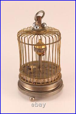 Antique Bird Cage Globe Clock With Animatronic Bird 4 Parts / Repair See Video