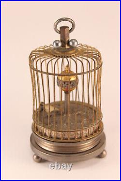 Antique Bird Cage Globe Clock With Animatronic Bird 4 Parts / Repair See Video