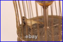 Antique Bird Cage Globe Clock With Animatronic Bird 4 Parts / Repair See Video