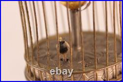 Antique Bird Cage Globe Clock With Animatronic Bird 4 Parts / Repair See Video