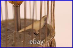 Antique Bird Cage Globe Clock With Animatronic Bird 4 Parts / Repair See Video