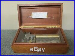 Antique Birdseye Maple Wood Music Box 6 Tune 51 Comb Working