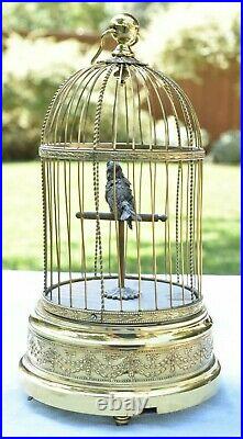 Antique Bontems French Automaton Singing Bird Gilt Cage Music Box France WORKS
