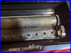 Antique Brass Cylinder Music Box 20 inches long Working Condition See Video