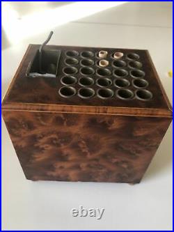 Antique Burlwood Mechanical Cigarette Dispenser Music Box Austria