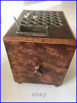 Antique Burlwood Mechanical Cigarette Dispenser Music Box Austria