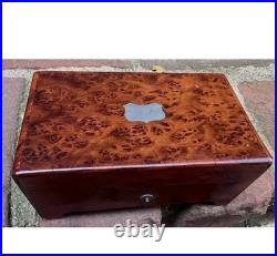 Antique C. 1900 4 Aire Miniature Swiss Music Box with Burl Case Works Great