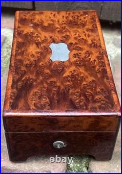 Antique C. 1900 4 Aire Miniature Swiss Music Box with Burl Case Works Great