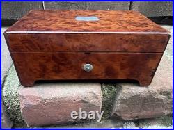 Antique C. 1900 4 Aire Miniature Swiss Music Box with Burl Case Works Great