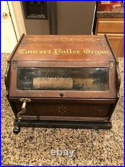 Antique CONCERT ROLLER ORGAN Copyright 1887 Hand Crank Victorian Music Box WORKS
