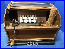 Antique CONCERT Roller Organ ORIGINAL Oak Wood/Gold PATINA Cob, Crank AS IS COND