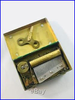 Antique Charles Paillard & Company Swiss Music Box of Tin with Paris Scene to Top
