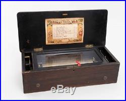 Antique Charles Paillard Cylinder Music Box 10 Airs 19.5 Wood Case CP&P #15168