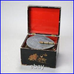 Antique Chinoiserie Decorated Ebonized Disc Music Box C1890