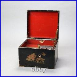 Antique Chinoiserie Decorated Ebonized Disc Music Box C1890