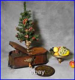 Antique Christmas Kalliope Tree Stand + Fruit Dish Music Box Automaton